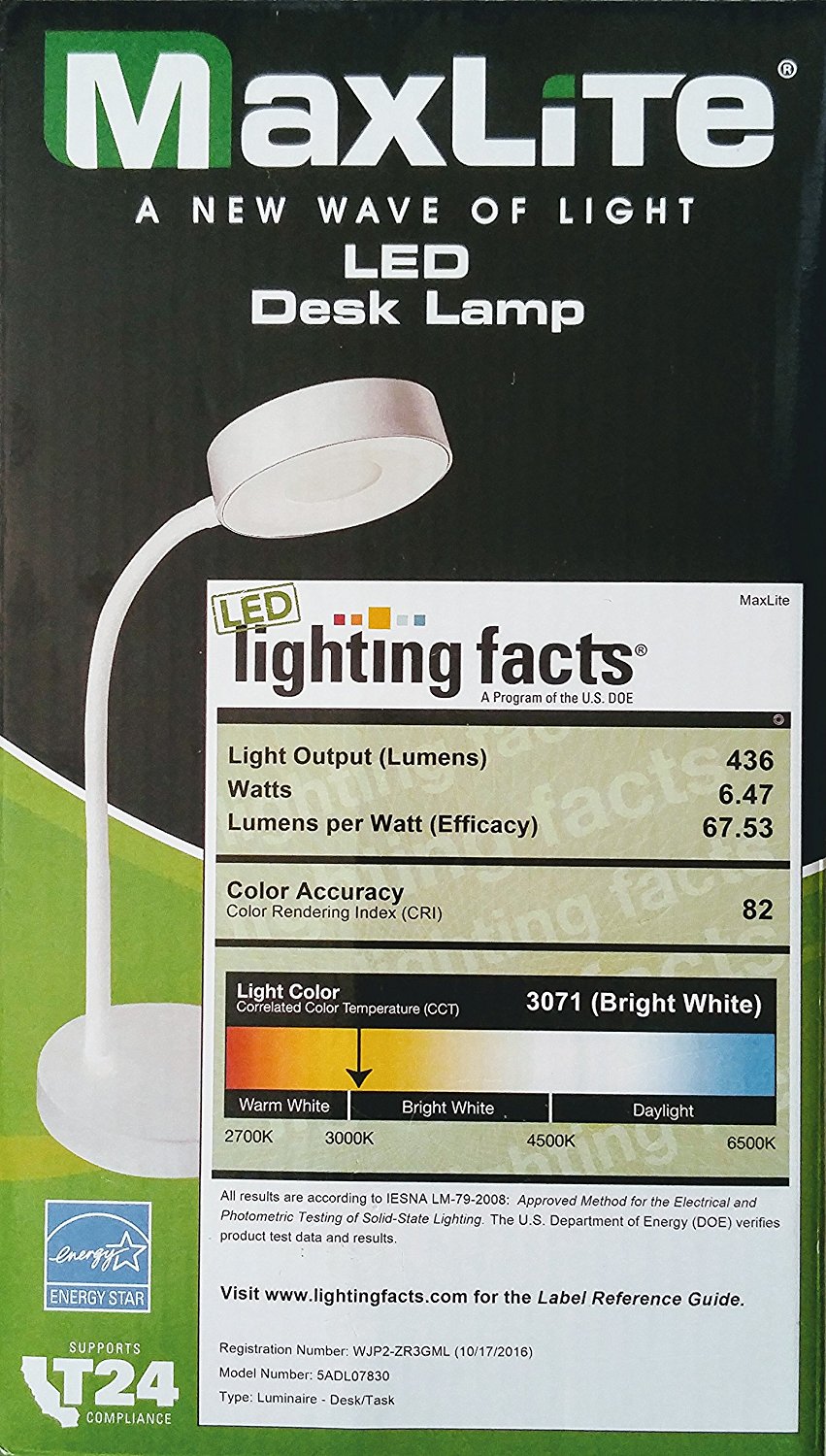 MaxLite LED Desk Lamp Office Desk with Flexible Neck Green Energy Saving 