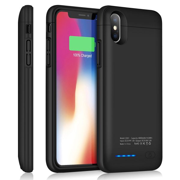 iPhone X Battery Case iPhone X 4000mAh Rechargeable Battery Charging Case with Magnet Bracket, Portable Extended Protective Charger Case for iPhone X:10(5.8) - Black-main
