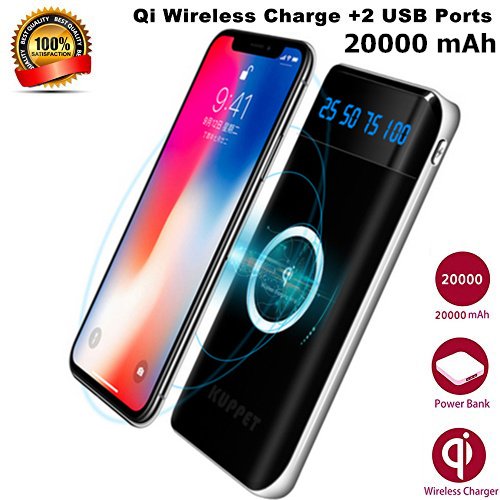 iPhone and android Wireless Charger Power Bank,iZam 20000mAh External Battery Charging Pack Portable Charger Battery Pack Portable Charger for all smart phones iPhone X,iPhone 8,Samsung Galaxy S9/S8/S7 Note 8
